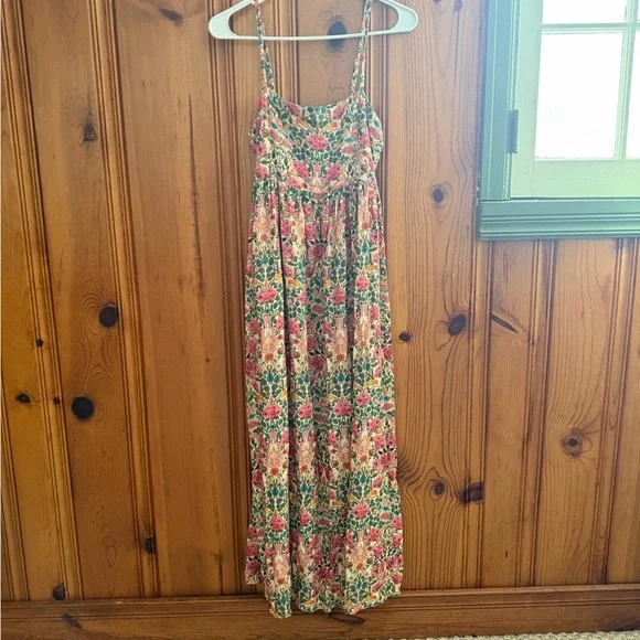 ❤️Natural Life Pink Green Cream Floral Maxi Dress with pockets - Picture 5 of 5